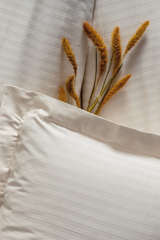 Parure copripiumino in raso di cotone Stripe - Crema