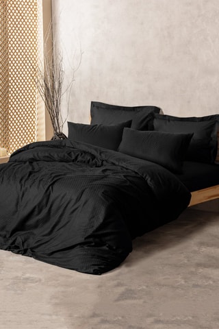Parure copripiumino in cotone 57 fili/cm² Plaid - Nero
