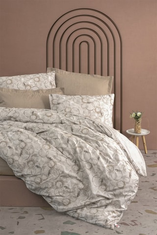 Parure copripiumino in cotone rinforzato 57 fili/cm² Moil - Beige