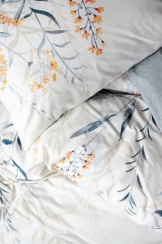 Parure copripiumino in cotone 57 fili/cm² Hiedra - Bianco e blu