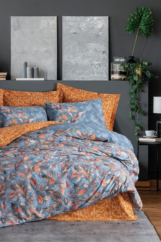 Parure copripiumino in cotone 57 fili/cm² Alekra - Blu e arancione