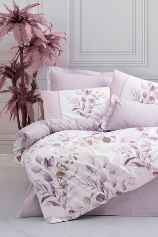 Parure letto in cotone 57 fili/cm² Nadia - Viola e bianco