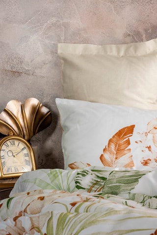 Parure copripiumino in raso di cotone 81 fili/cm² Luster - Beige e verde