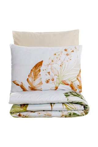 Parure copripiumino in raso di cotone 81 fili/cm² Luster - Beige e verde