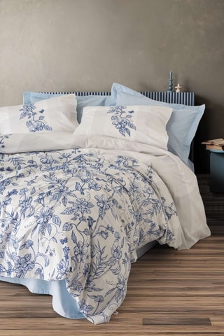 Parure copripiumino in cotone 57 fili/cm² Linora - Blu