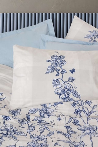 Parure copripiumino in cotone 57 fili/cm² Linora - Blu