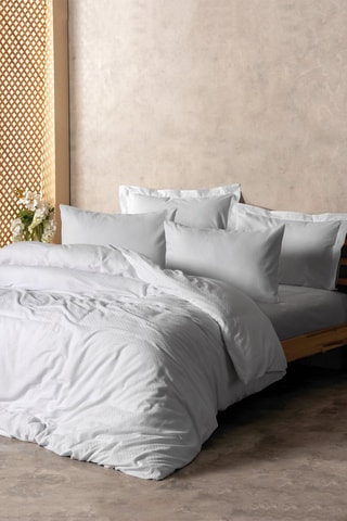 Parure copripiumino in cotone 57 fili/cm² Plaid - Bianco