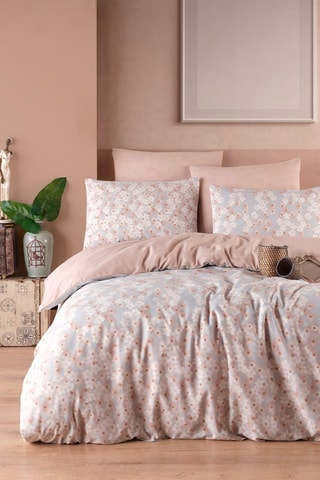 Parure copripiumino in cotone 120 fili/cm² Piti Yaprak - Rosa