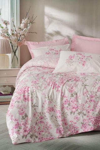 Parure copripiumino double face in cotone  - 57 fili/cm² Floren - Rosa
