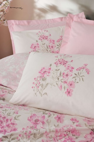 Parure copripiumino double face in cotone  - 57 fili/cm² Floren - Rosa