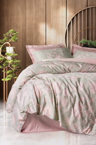 Parure copripiumino in raso di cotone 82 fili/cm² Betula - Rosa cipria