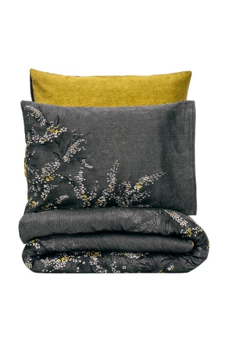 Parure copripiumino in raso di cotone 82 fili/cm² Libby - Grigio e giallo