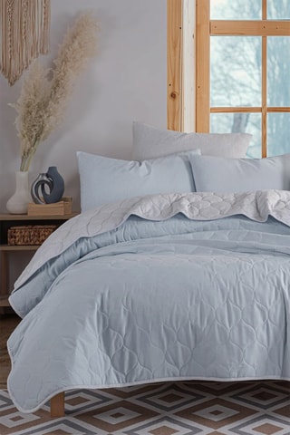 Parure copripiumino in cotone 120 fili/cm² Solid - Celeste e grigio