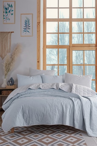 Parure copripiumino in cotone 120 fili/cm² Solid - Celeste e grigio
