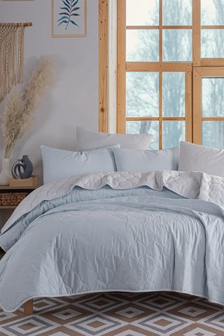 Parure copripiumino in cotone 120 fili/cm² Solid - Celeste e grigio