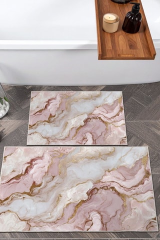 2 tappetini bagno - Rosa - 50 x 60/60 x 100 cm