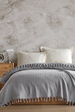 Copridivano in cotone riciclato Berlino - 280 g/cm² - Grigio chiaro - 200 x 220 cm