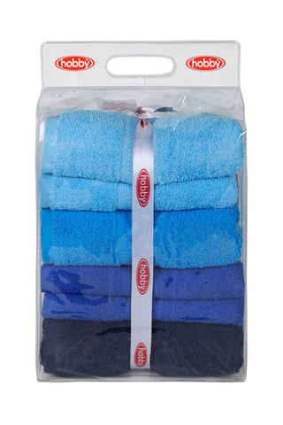 4 teli doccia Rainbow - Blu - 70 x 140 cm