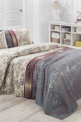 Copriletto in cotone Hürrem - Beige e marrone