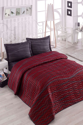 Set copriletto in cotone 48 fili/cm² Verda - Rosso