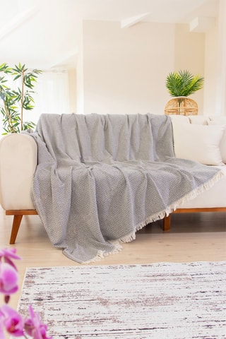 Copridivano in cotone 320 gr/m² Woven Cozy - 170 x 200 cm - Grigio