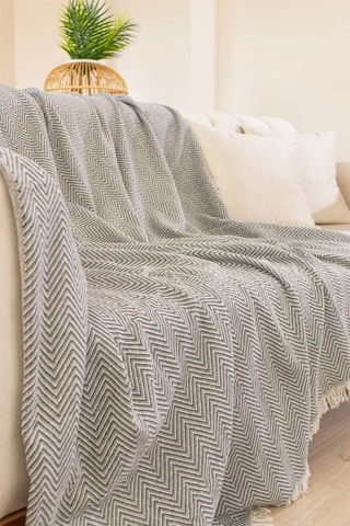 Copridivano in cotone 320 gr/m² Woven Cozy - 170 x 200 cm - Grigio