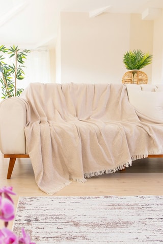 Copridivano in cotone 320 gr/m² Woven Cozy - 170 x 200 cm - Beige