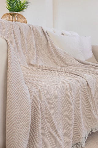 Copridivano in cotone 320 gr/m² Woven Cozy - 170 x 200 cm - Beige