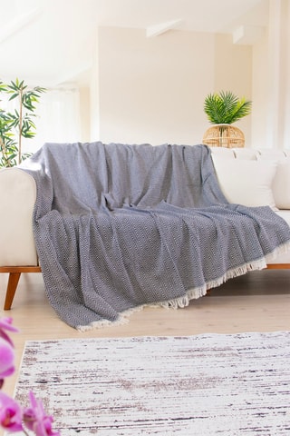 Copridivano in cotone 300 gr/m² Woven Cozy - 170 x 200 cm - Nero