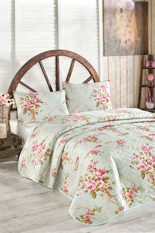 Set copriletto Alanur - Menta e rosa