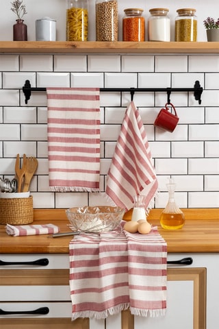4 strofinacci Bella - Rosso e bianco