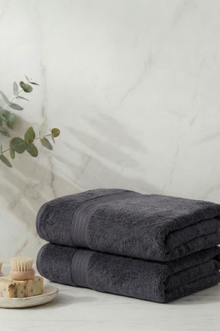2 asciugamani in cotone bio - Antracite - 70 x 140 cm