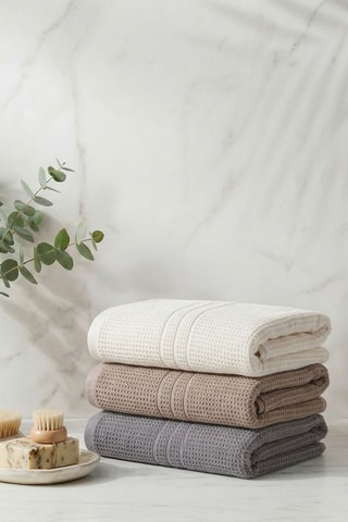 3 asciugamani Central - Bianco e grigio - 50 x 100 cm