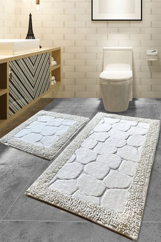 2 tappetini bagno Stone - Beige - 50 x 60 cm e 60 x 100 cm