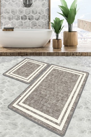 3 tappetini bagno - Grigio ed ecrù