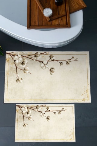 2 tappetini bagno - Beige - 50 x 60/60 x 100 cm