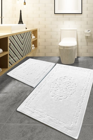 2 tappetini bagno - Grigio - 50 x 60/60 x 100 cm