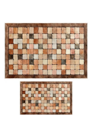 2 tappetini bagno - Arancione e marrone chiaro - 50 x 60/60 x 100 cm