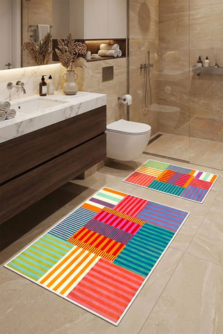 2 tappetini bagno - Multicolore - 40 x 60 cm, 60 x 90 cm