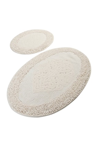 2 tappetini bagno Piante Oval - Ecrù - 50 x 60 cm / 60 x 100 cm