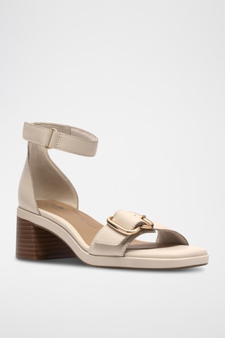 Sandales à talons en cuir - Beige