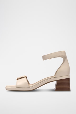 Sandales à talons en cuir - Beige