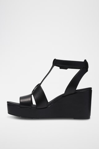 Sandales compensées en nubuck - Noir