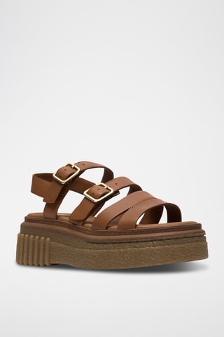 Sandales plateformes en cuir - Bleu clair