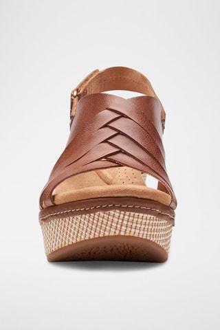 Sandales compensées en cuir Elleri - Camel