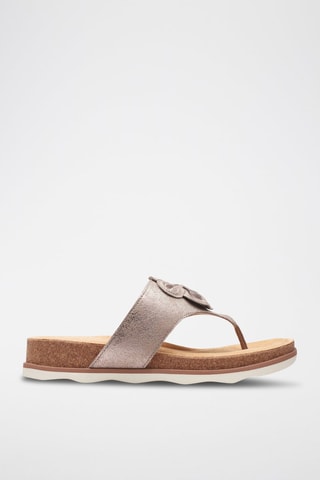 Tongs en cuir Brynn - Taupe