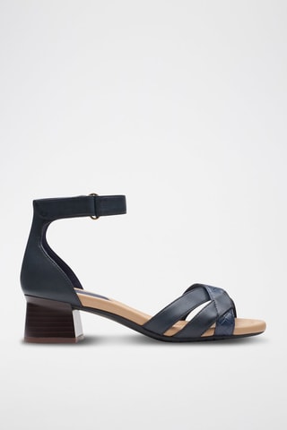 Sandales à talons en cuir Lily - Bleu marine