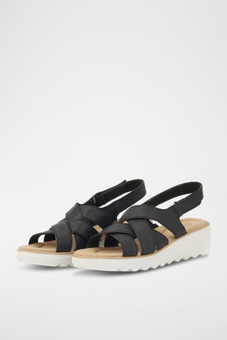 Sandales compensées en cuir Jillian - Noir