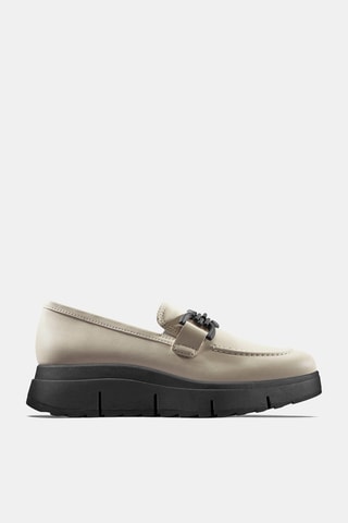 Mocassins en cuir Loriini - Ecru et noir