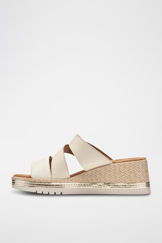 Mules compensées en cuir - Bleu clair
